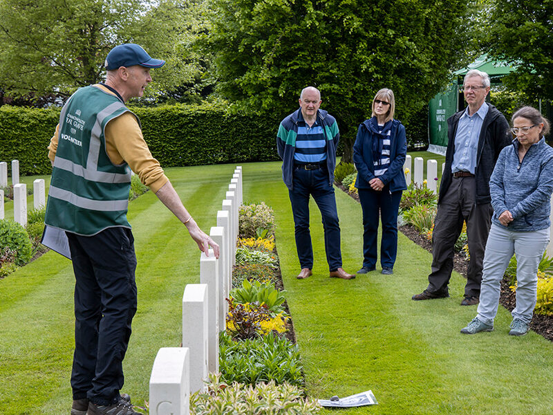 Tour group at a Commonwealth War Grave