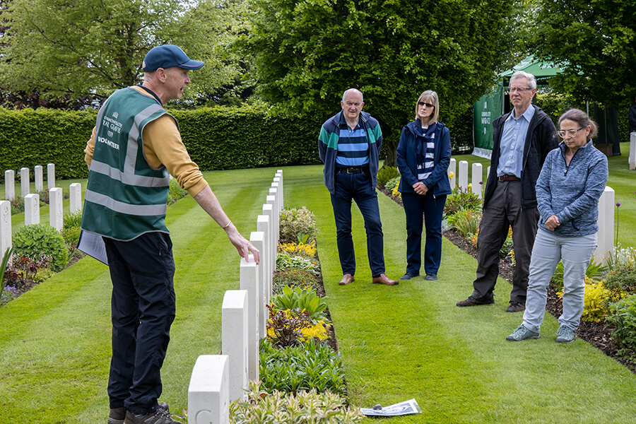 Tour group at a Commonwealth War Grave