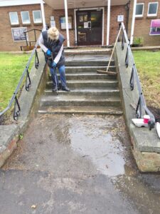 Henley Memorial Hall tidy - volunteers at work