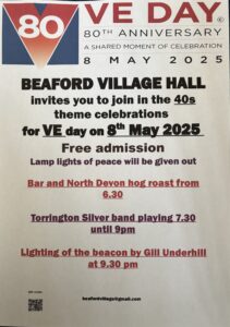 Logo for Beaford village hall VE Day 80 Celebration
