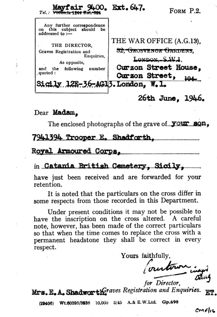 Shadforth grave notification