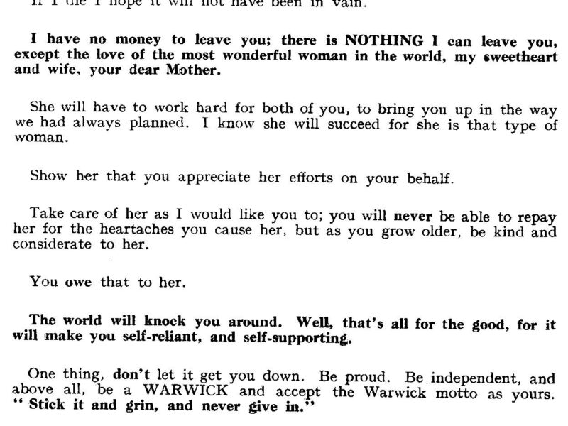 Warwick letter