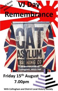 Logo for VJ Day remembrance at the Cat Asylum